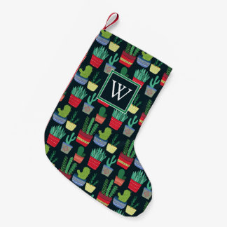 Monogram | A Crowd of Cactus Small Christmas Stocking
