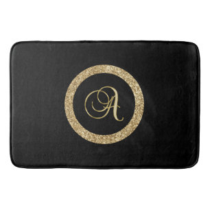Monogram A, elegant golden script Bath Mat