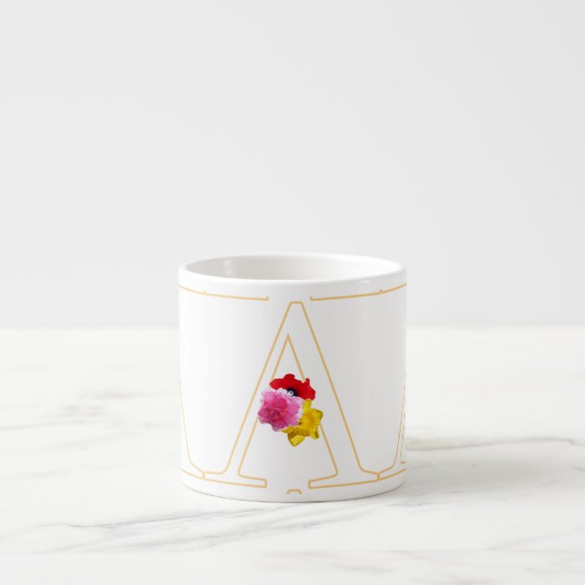 Monogram A Floral    Espresso Cup (Front)