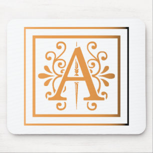 MONOGRAM A GOLD TO BLACK GRADIENT MOUSE PAD