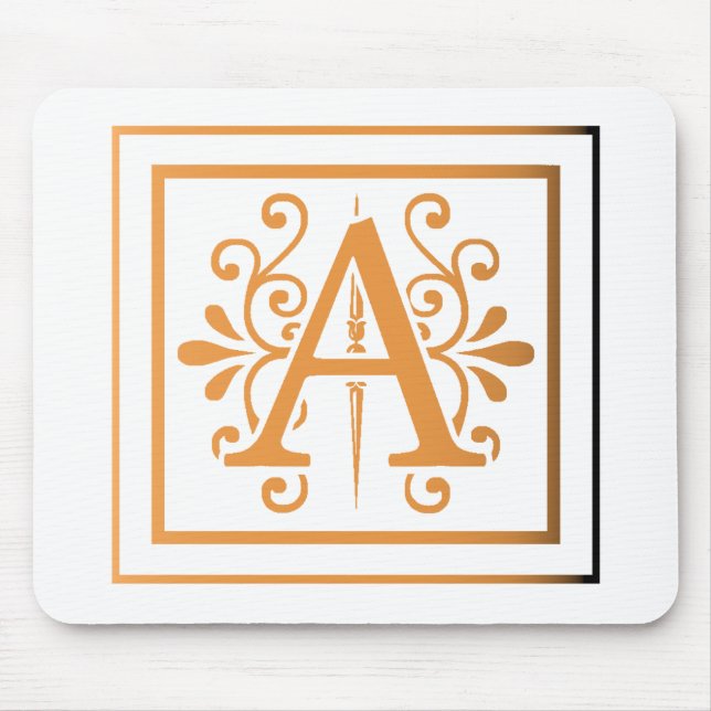 MONOGRAM A GOLD TO BLACK GRADIENT MOUSE PAD (Front)