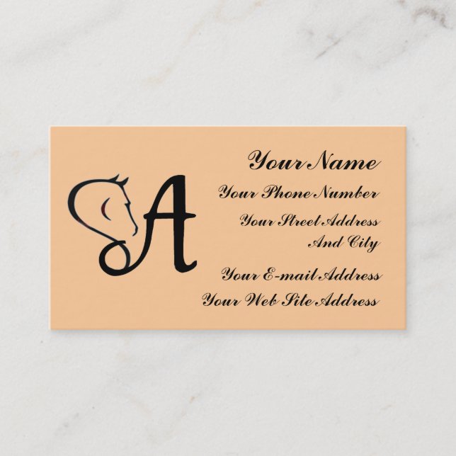Monogram A Horse Equestrian Classic Business Card (Front)
