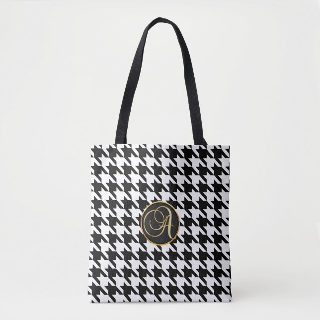 Monogram A Hounds tooth   tote bag (Front)