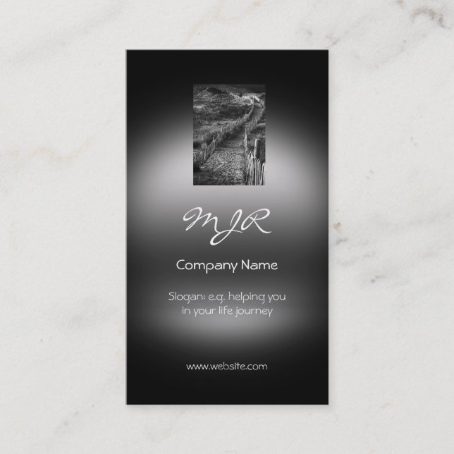 Monogram, A Journey Made, metallic-effect Business Card (Front)