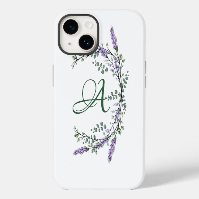 Monogram A Lavender Eucalyptus Case-Mate iPhone Ca Case (Back)