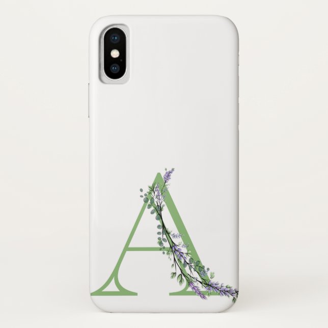 Monogram A Lavender Eucalyptus Case-Mate iPhone Case (Back)