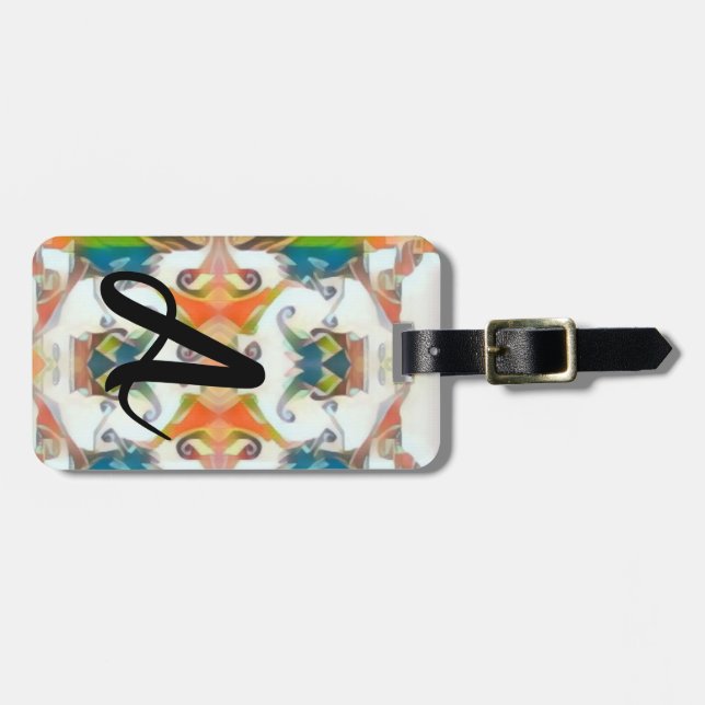 Monogram A Luggage Tag Name Address Phone (Front Horizontal)