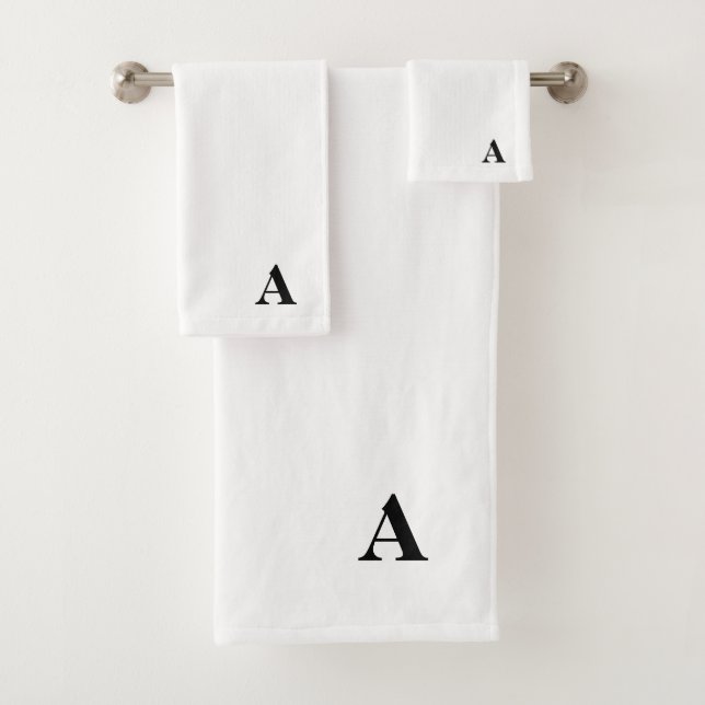 Monogram A On White  Bath Towel Set (Insitu)