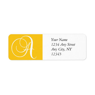 Monogram A Return Address Labels Yellow