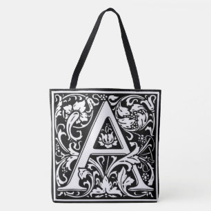 Monogram A Reversible B&W Tote Bag All-Over Print