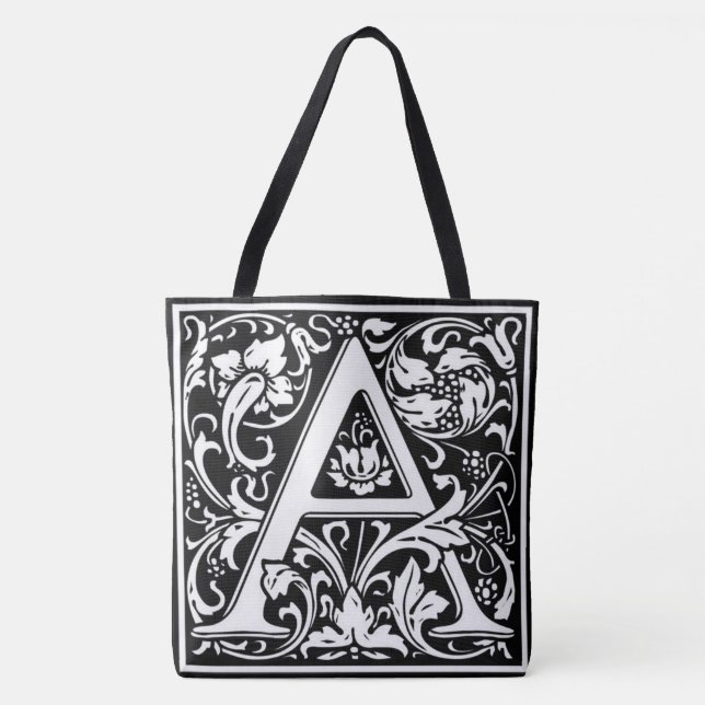 Monogram A Reversible B&W Tote Bag All-Over Print (Front)