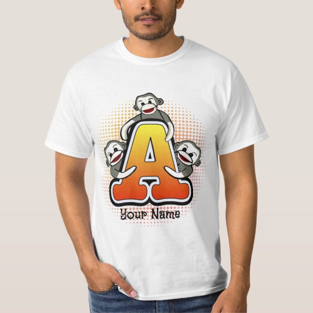 Monogram A Sock Monkey  T-Shirt (Front)
