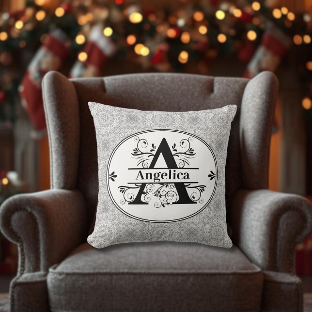 Monogram A Throw Pillow (Monogram A Throw Pillow)