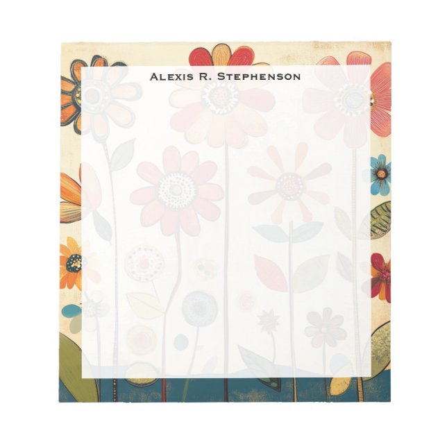 Monogram A Warm Terracotta Zinnia Patch Notepad (Front)