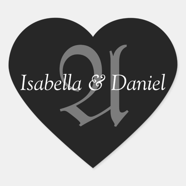 Monogram A Wedding Hearts Seal Stickers (Front)