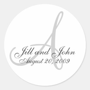 Monogram A Wedding White Bride Groom Seal Sticker
