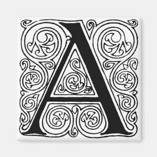 Monogram 'A' With Swirls - Magnet