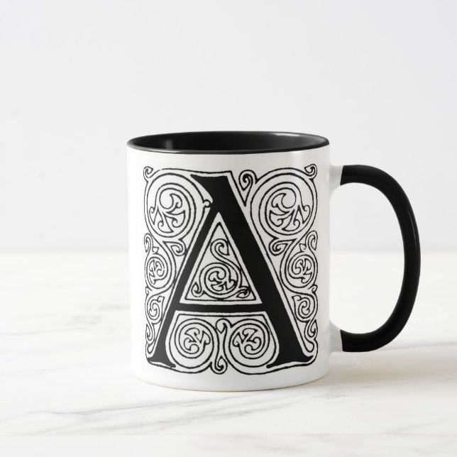 Monogram 'A' With Swirls - Mug (Right)