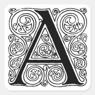 Monogram 'A' With Swirls - Sticker