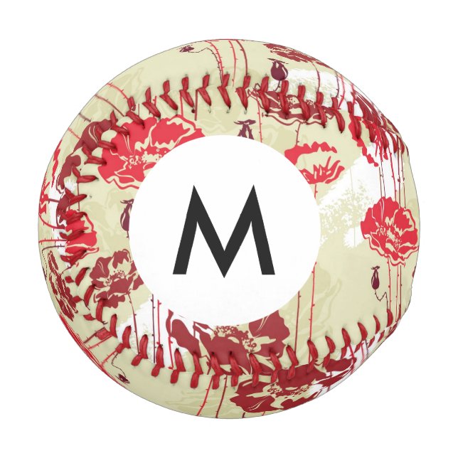 Monogram Abstract Elegance floral pattern 2 Baseball (Front Left)