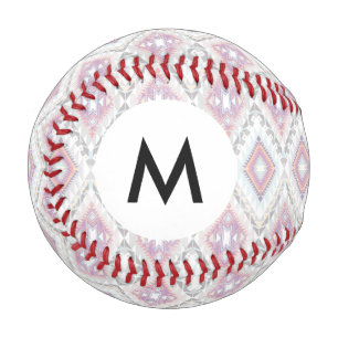 Monogram Abstract Geometric Aztec Pattern Baseball