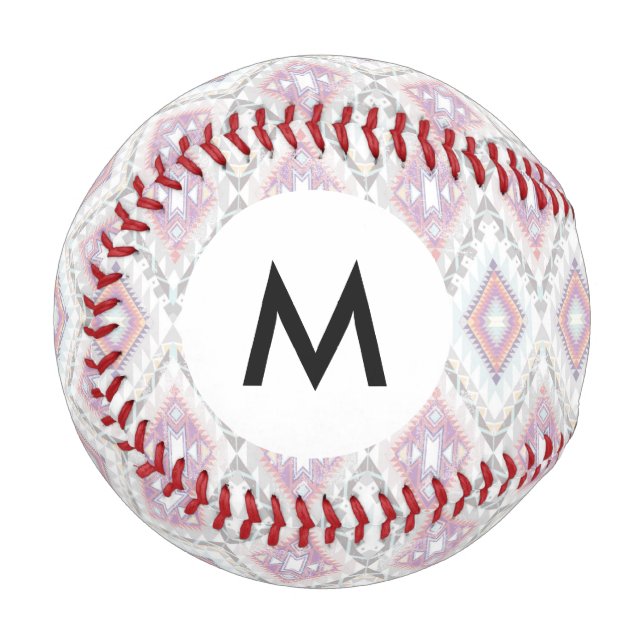Monogram Abstract Geometric Aztec Pattern Baseball (Front Left)