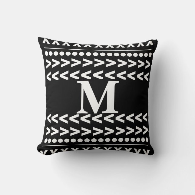 monogram abstract pattern geometric modern pillow (Front)