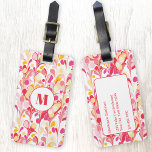 Monogram Abstract Pattern Pink Marbled Luggage Tag<br><div class="desc">Fun modern abstract marbled pattern in pink,  orange and yellow.  Change the monogram initial and details on the back to personalise.</div>