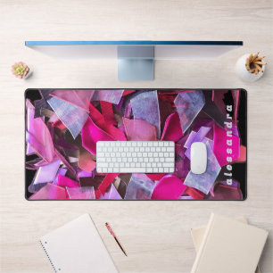 Monogram Abstract Pink Purple Ribbon PieceS 3D Desk Mat