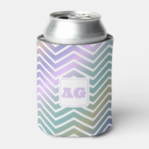 Monogram abstract rainbow chevron modern Sew Bag Can Cooler