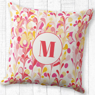Monogram Abstract Retro Marble Pattern Cushion