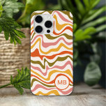 Monogram Abstract Stripes Modern Personalised iPhone 15 Pro Max Case<br><div class="desc">Monogram Abstract Stripes Modern Personalised iPhone 15 Pro Max Cases features your personalised monogram in a modern script typography on a colourful striped pattern in green, orange and yellow. Perfect gift for her for birthday, mum for Mother's Day, sister or bestie for Christmas and holidays. Designed by ©2024 Evco Studio...</div>