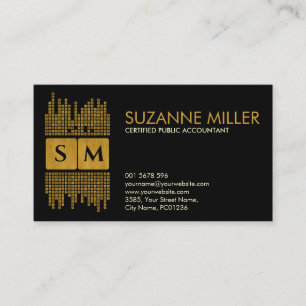 Monogram Accounting Services -Black and Gold  Business Card