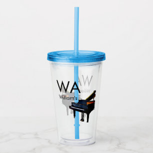 Monogram add initial letter name text piano music acrylic tumbler