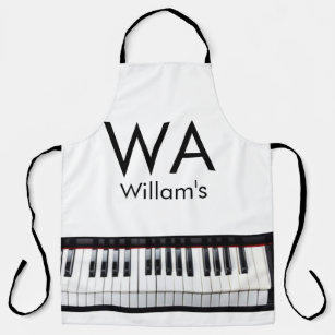 Monogram add initial letter name text piano music  apron