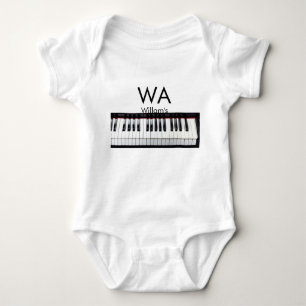 Monogram add initial letter name text piano music baby bodysuit