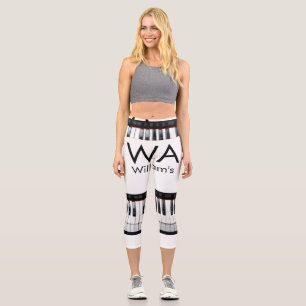 Monogram add initial letter name text piano music capri leggings