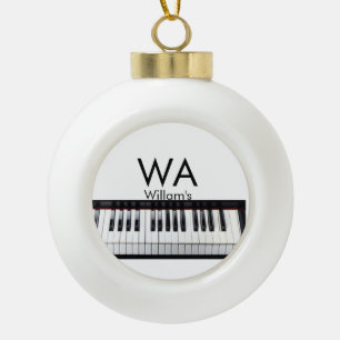 Monogram add initial letter name text piano music ceramic ball christmas ornament