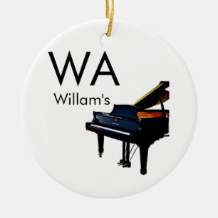 Monogram add initial letter name text piano music ceramic ornament