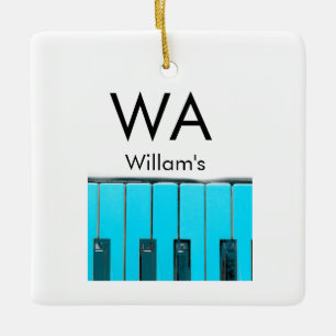 Monogram add initial letter name text piano music  ceramic ornament