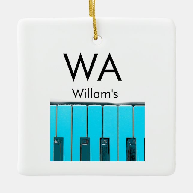 Monogram add initial letter name text piano music  ceramic ornament (Front)