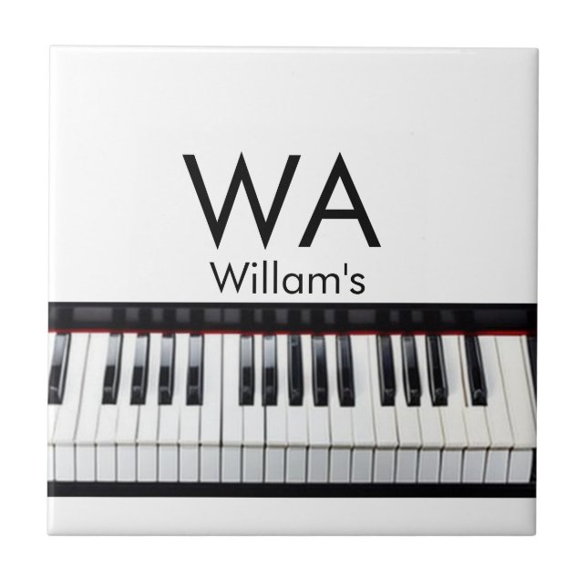 Monogram add initial letter name text piano music  ceramic tile (Front)