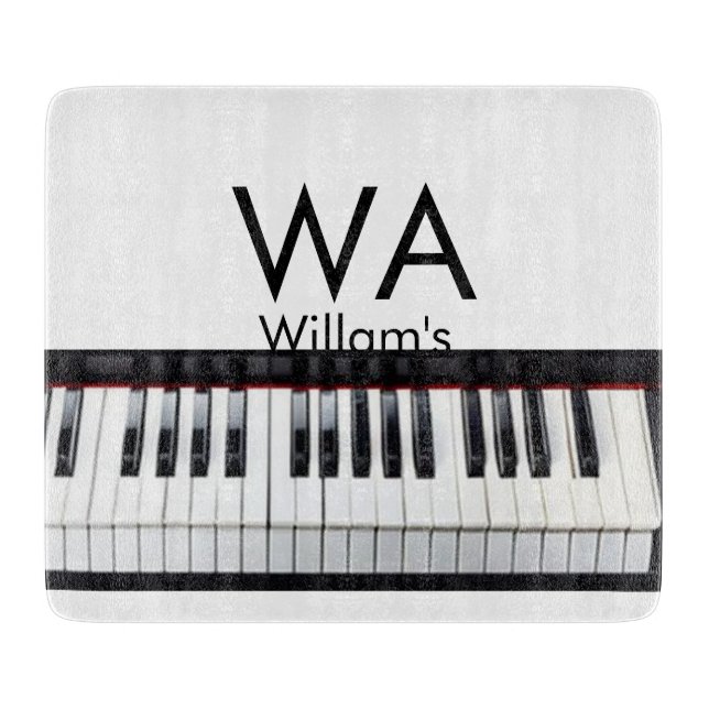 Monogram add initial letter name text piano music  cutting board (Front)