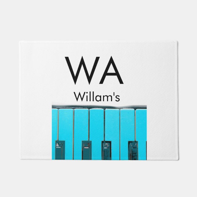 Monogram add initial letter name text piano music  doormat (Front)