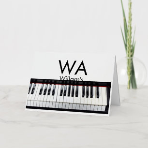 Monogram add initial letter name text piano music foil holiday card