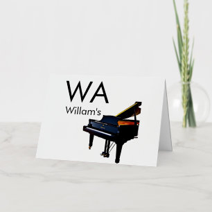Monogram add initial letter name text piano music foil holiday card