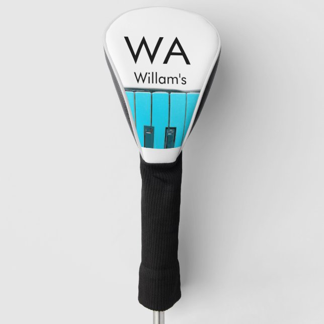 Monogram add initial letter name text piano music  golf head cover (Front)
