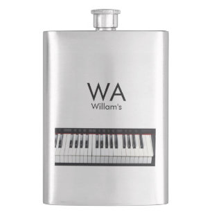 Monogram add initial letter name text piano music hip flask