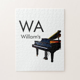 Monogram add initial letter name text piano music jigsaw puzzle