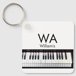 Monogram add initial letter name text piano music  key ring